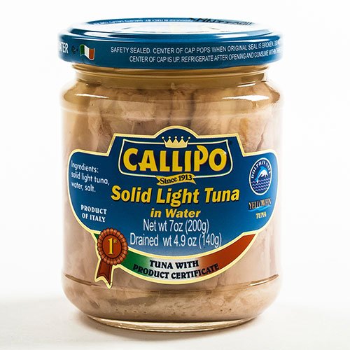 Italian Tuna in Spring Water in Glass Jar by Callipo 7 ounce