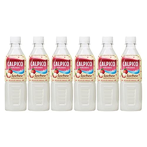 Calpico Japanese Non-Carbonated Soft Drink, Lychee 16.9Oz, 6 Pack