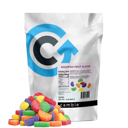 Assorted Fruit Slices Gummy Candy by Cambie | 2 lbs of Fruit Fla...