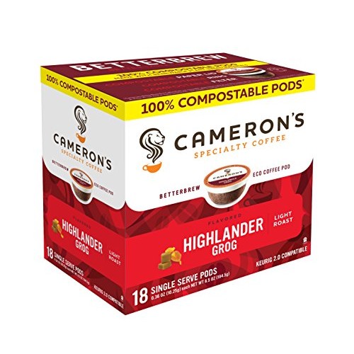 Camerons Coffee Single Serve Pods, Flavored, Highlander Grog, 1