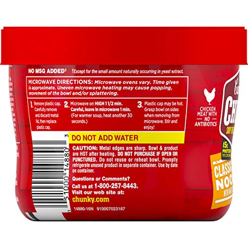 Campbell’S Chunky Classic Chicken Noodle Soup Microwavable Bowl,