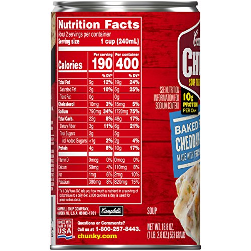Campbells Chunky Baked Potato With Cheddar &Amp; Bacon Bits Soup, 1