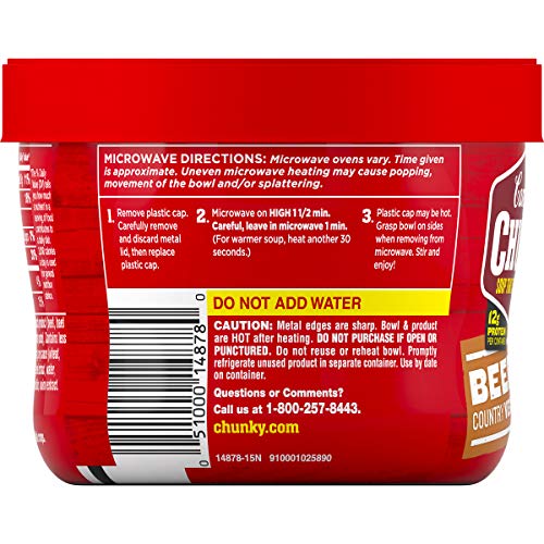 Campbells Chunky Microwavable Soup, Beef With Country Vegetable