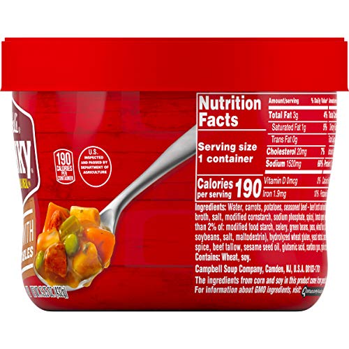 Campbells Chunky Microwavable Soup, Beef With Country Vegetable