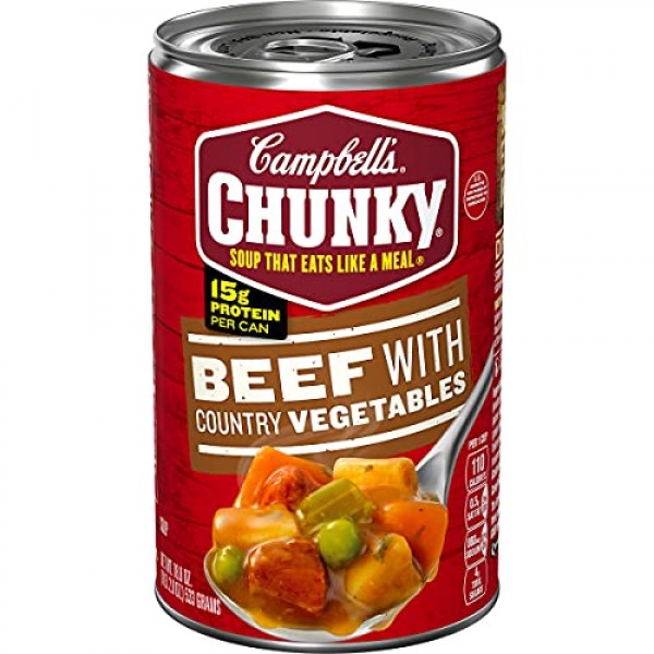 Campbells Chunky Soup, Beef With Country Vegetables, 18.8 Oz.