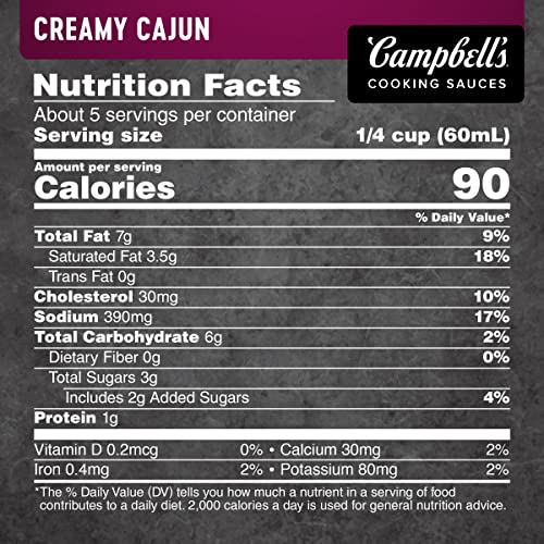 Campbell’S Cooking Sauces, Creamy Cajun Sauce, 11 Oz Pouch Campbell’S Cooking Sauces, Creamy Cajun Sauce, 11 Oz Pouch