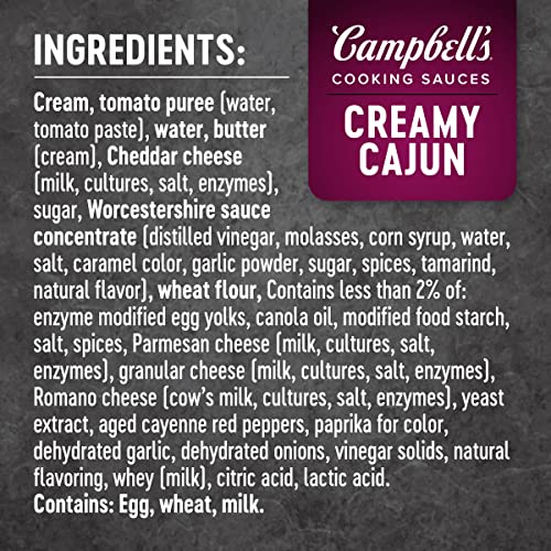 Campbell’S Cooking Sauces, Creamy Cajun Sauce, 11 Oz Pouch Campbell’S Cooking Sauces, Creamy Cajun Sauce, 11 Oz Pouch