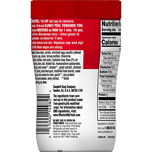 Campbells Soup On The Go Chicken &Amp; Mini Round Noodles Soup, 10.