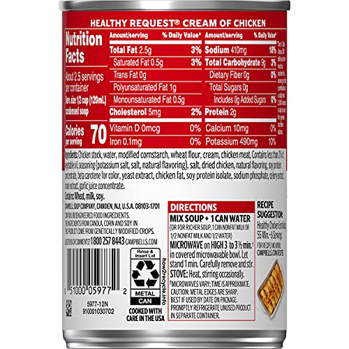 Campbells Condensed Healthy Request Cream Of Chicken Soup, 10.5
