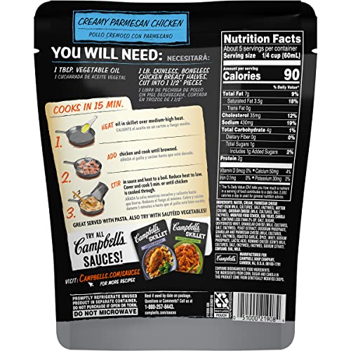 Campbells Cooking Sauces, Creamy Parmesan Sauce, 11 Oz Pouch P