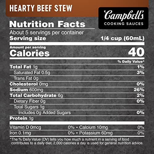 Campbells Cooking Sauces, Hearty Beef Stew, 12 Oz Pouch Case O