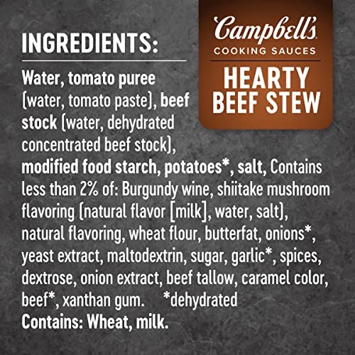 Campbells Cooking Sauces, Hearty Beef Stew, 12 Oz Pouch Case O