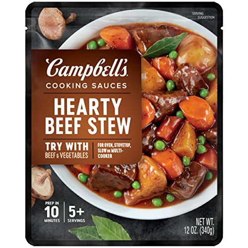Campbells Cooking Sauces, Hearty Beef Stew, 12 Oz Pouch Case O