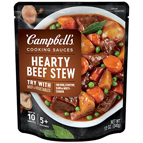Campbells Cooking Sauces, Hearty Beef Stew, 12 Oz Pouch Case O