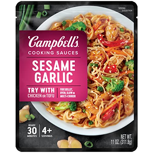 Campbells Cooking Sauces, Sesame Garlic, 11 Oz Pouch Case Of 6