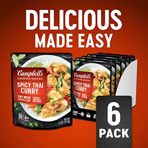 Campbells Cooking Sauces, Spicy Thai Curry, 11 Oz Pouch Case O
