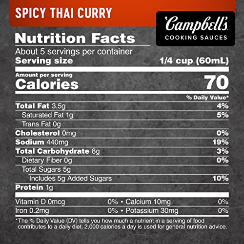 Campbells Cooking Sauces, Spicy Thai Curry, 11 Oz Pouch Case O