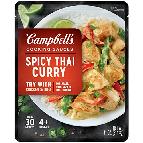 Campbells Cooking Sauces, Spicy Thai Curry, 11 Oz Pouch Case O