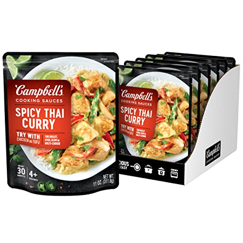 Campbells Cooking Sauces, Spicy Thai Curry, 11 Oz Pouch Case O