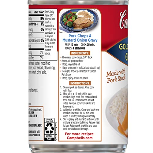 Campbells Golden Pork Gravy, 10.5 Oz Can Case Of 24