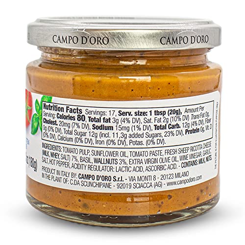 Red Pesto Sauce 6.35 oz, Sundried Tomato Pesto, Italian Tomato S...