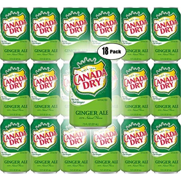 Canada Dry Ginger Ale, 7.5oz Mini Can Pack of 18, Total of 135 Oz