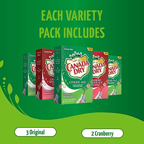 Canada Dry, Variety Pack – Powder Drink Mix - 5 Boxes, 30 Stick