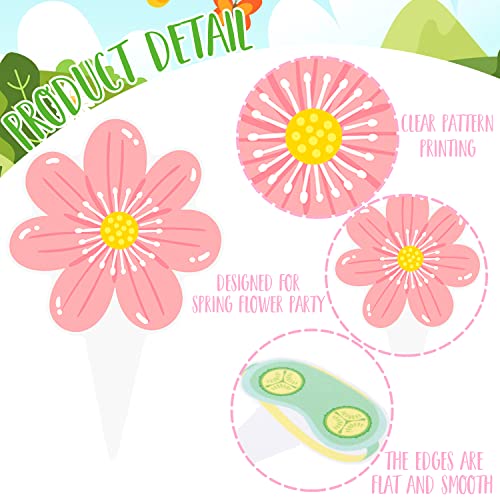 48Pcs Floral Flower Cupcake Toppers Flower Party Cake Cupcake To