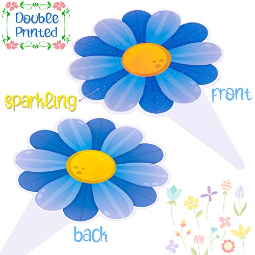 48Pcs Floral Flower Cupcake Toppers Flower Party Cake Cupcake To