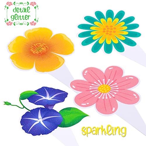 48Pcs Floral Flower Cupcake Toppers Flower Party Cake Cupcake To