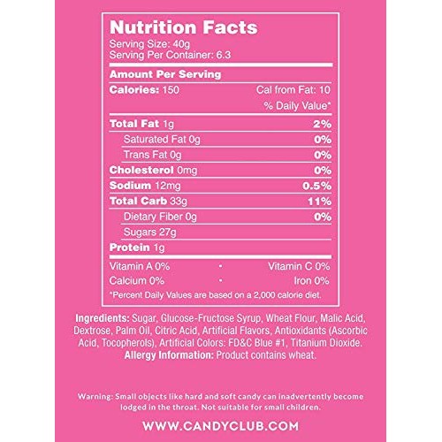 Candy Club, Blue Razz Sour Belts, Fruit Gummy Candies - 8Oz