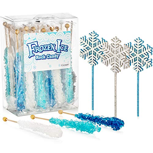 Frozen Ice Rock Candy Sticks - 18 Individually Wrapped Rock Cand