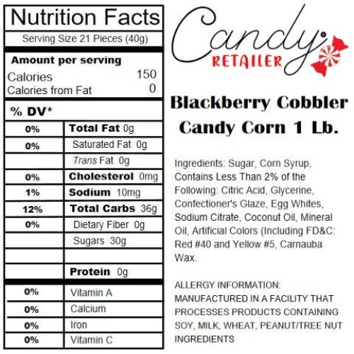 Candy Retailer Blackberry Cobbler Candy Corn 1 Lb