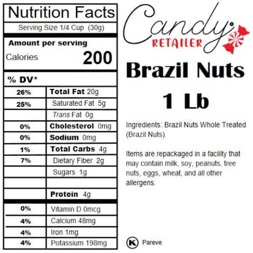 Candy Retailer Brazil Nuts 1 Lb