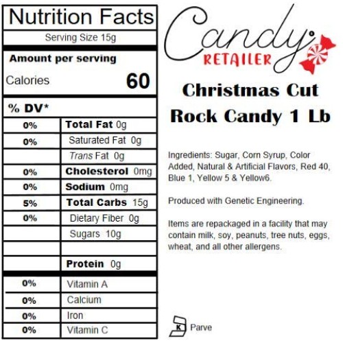 Candy Retailer Christmas Cut Rock Candy 1 Lb