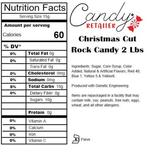 Candy Retailer Christmas Cut Rock Candy 2 Lbs