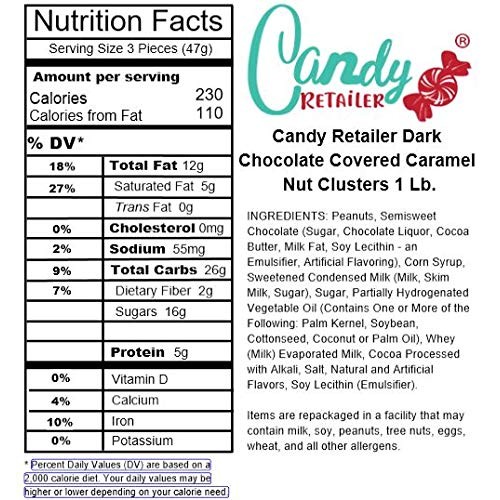 Candy Retailer Dark Chocolate Caramel Peanut Clusters 1 Lb.