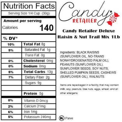 Candy Retailer Deluxe Raisin &Amp; Nut Trail Mix 1 Lb