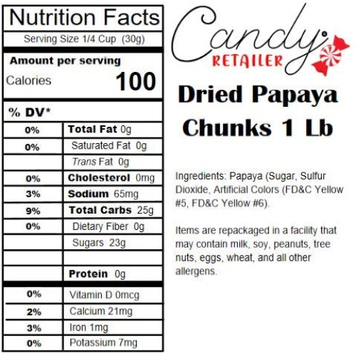 Candy Retailer Dried Papaya Chunks 1 Lb