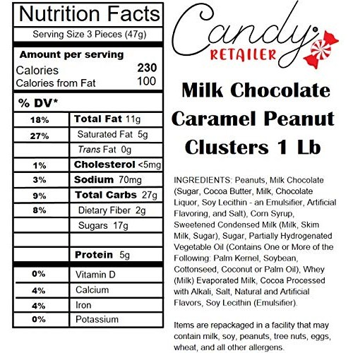 Candy Retailer Milk Chocolate Covered Caramel Peanut Clusters 1 Lb.