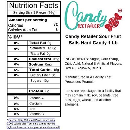 Candy Retailer Wrapped Sour Fruit Balls Hard Candy 1 Lb