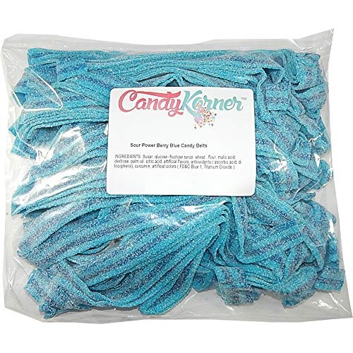 Sourpower Berry Blue Sour Belts 1 Pound 16 Ounce By Candykorner