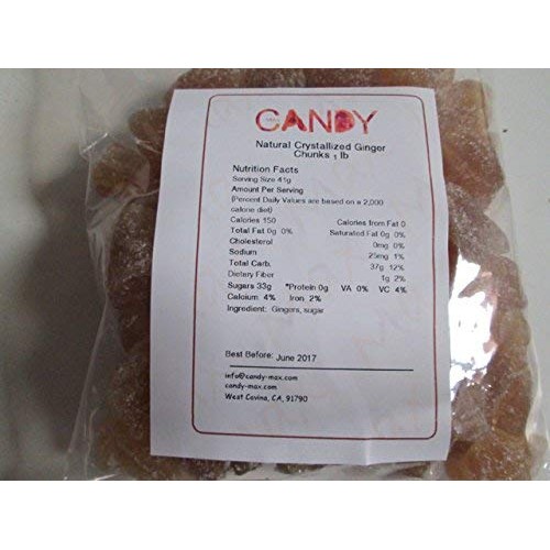 Crystallized Candied Ginger Chunks-Unsulfured, 5 Pound. Free Shi