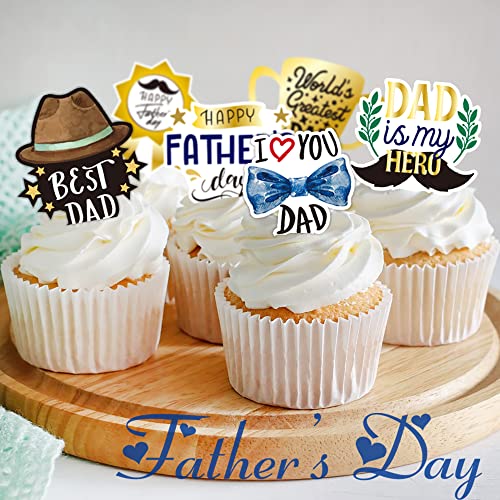 Fathers Day Cupcake Toppers 48pcs Happy Fathers Day Cake Topper...