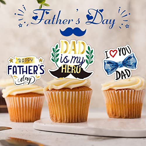 Fathers Day Cupcake Toppers 48pcs Happy Fathers Day Cake Topper...