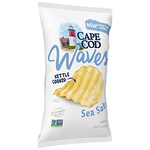 Cape Cod Potato Chips, Kettle Cooked Wavy Cut Sea Salt, 7.5 Ounce