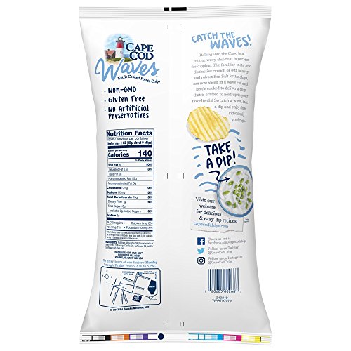 Cape Cod Potato Chips, Kettle Cooked Wavy Cut Sea Salt, 7.5 Ounce