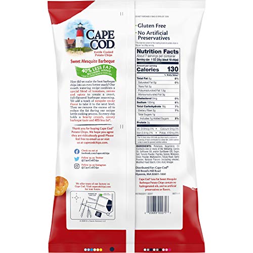 Cape Cod Potato Chips, Reduced Fat Sweet Mesquite Barbeque Kettl