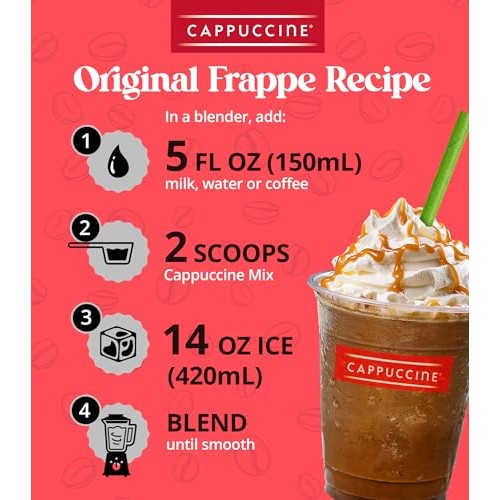 Cappuccine Matcha Green Tea Latte Frappe Mix, 3 Pounds Makes 36 ...