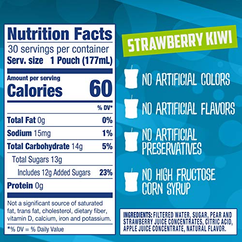 Capri Sun Strawberry Kiwi Ready-To-Drink Juice 30 Pouches, 3 Bo